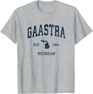 Gaastra Michigan MI Vintage Athletic Navy Sports Design T-Shirt