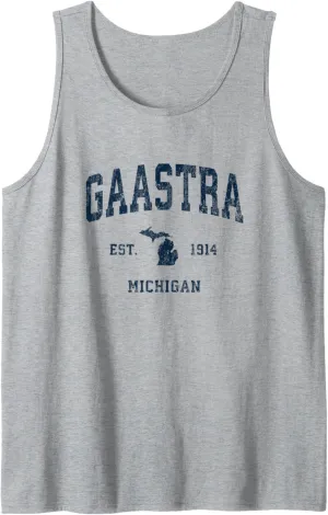 Gaastra Michigan MI Vintage Athletic Navy Sports Design Tank Top
