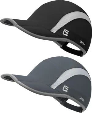GADIEMKENSD 2 Pack Reflective Foldable Sports Hat UPF 50  Sun Protection Outdoor Run Hats for Men and Women