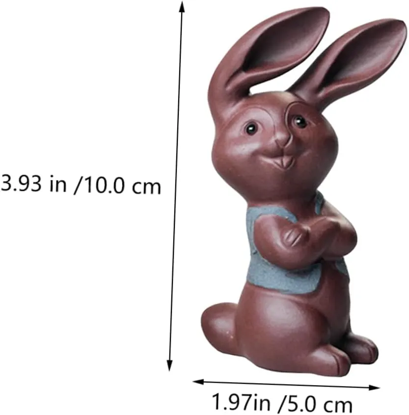 Garneck Red Stoneware Tea Pet Sculpture Creative Desktop Decor Compact Tea Supply Ornament for Home Office
