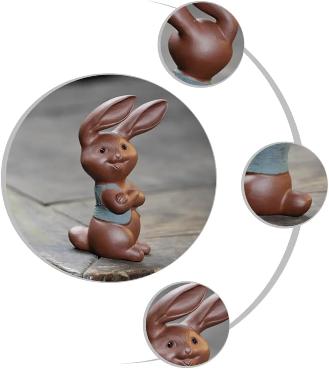 Garneck Red Stoneware Tea Pet Sculpture Creative Desktop Decor Compact Tea Supply Ornament for Home Office