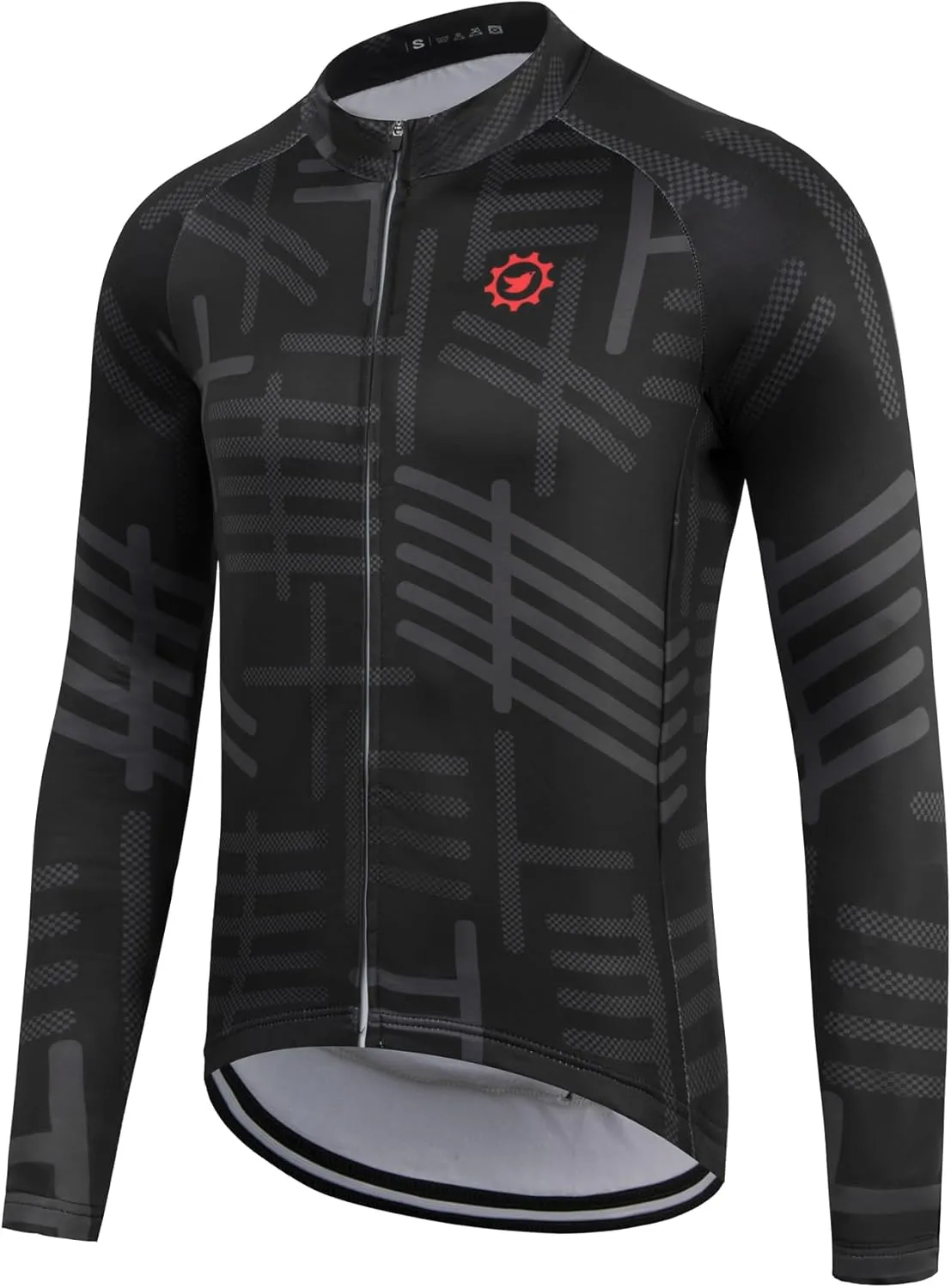 GCRFL Men's Cycling Jersey Long Sleeve Biking Shirt with 3 1 Zipper Pocket Breathable Quick Dry Bicycle Jersey
