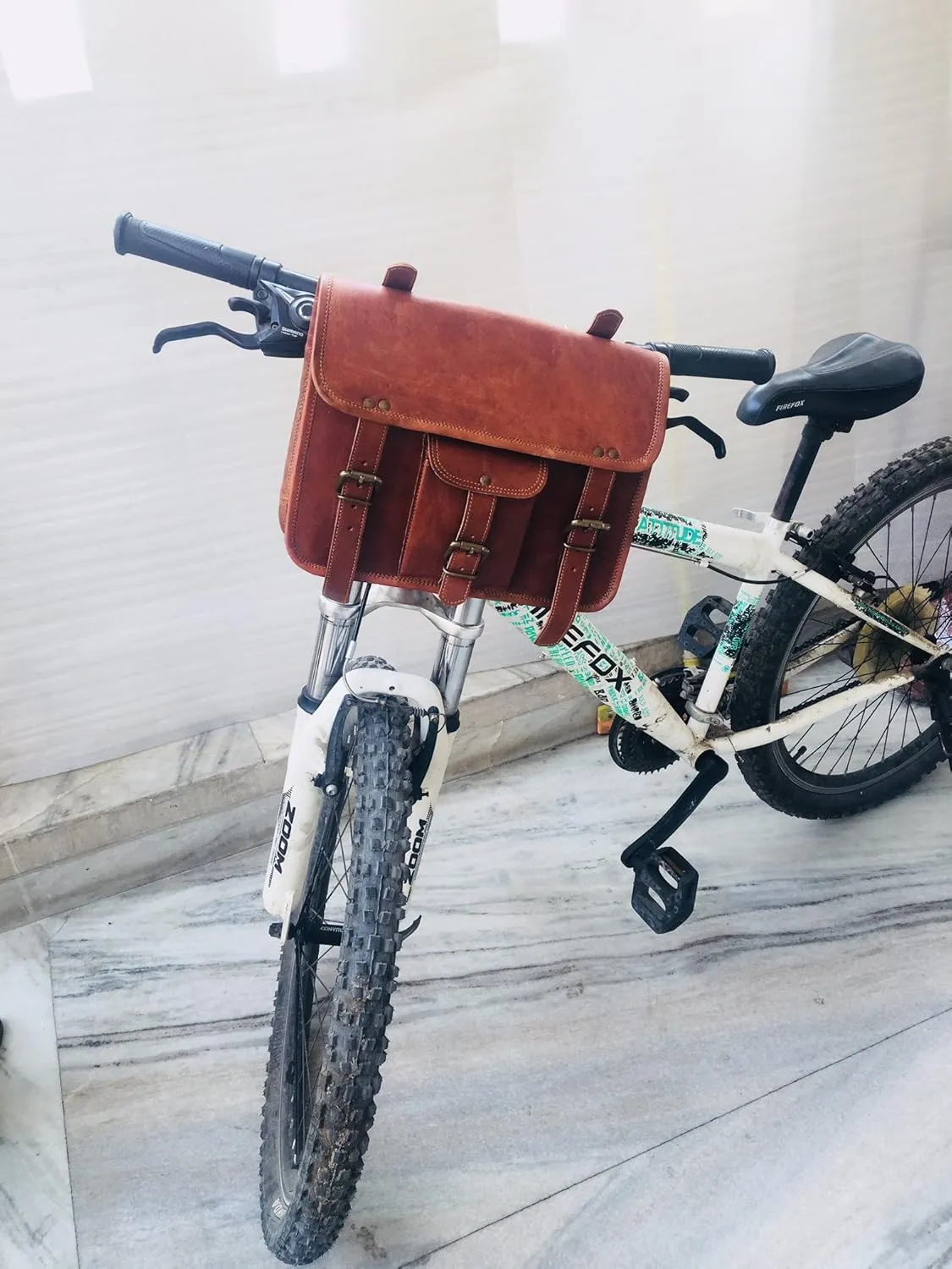 Genuine Goat Leather Messenger Satchel Motorcycle Tool Bag Brown Handlebar Sissy bar Travel bag Saddlebags Panniers