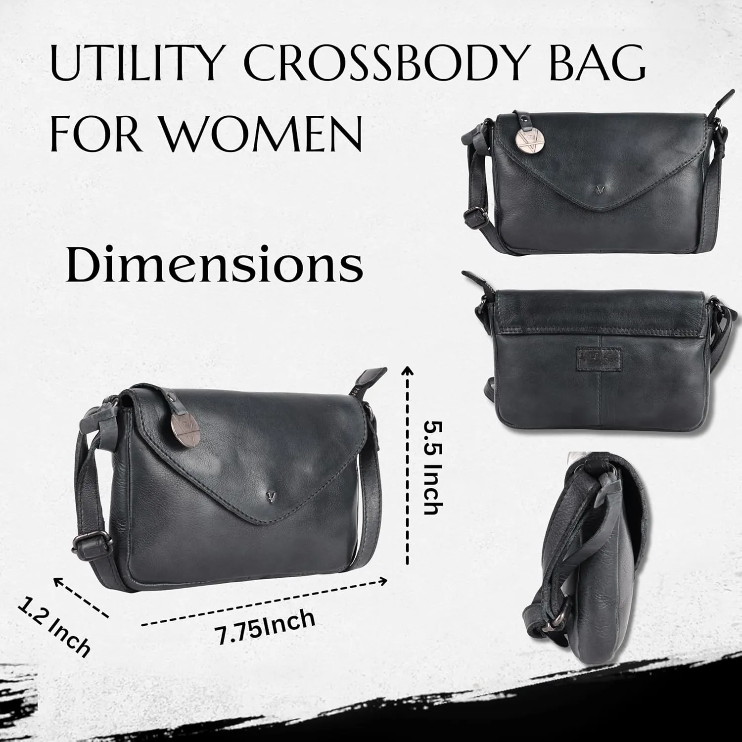 Genuine Italian Leather Small Crossbody Sling Bag RFID Protected Trendy Casual Office with Adjustable Strap
