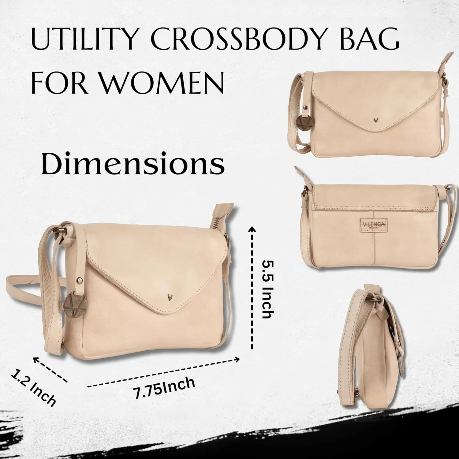 Genuine Italian Leather Small Crossbody Sling Bag RFID Protected Trendy Casual Office with Adjustable Strap
