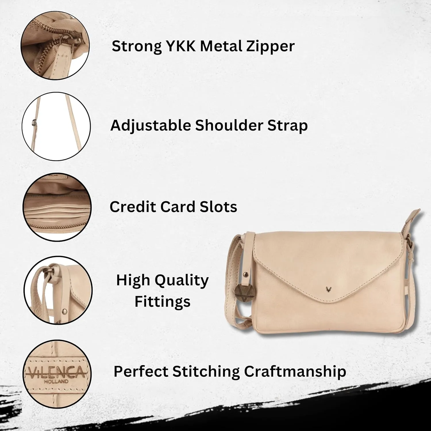 Genuine Italian Leather Small Crossbody Sling Bag RFID Protected Trendy Casual Office with Adjustable Strap