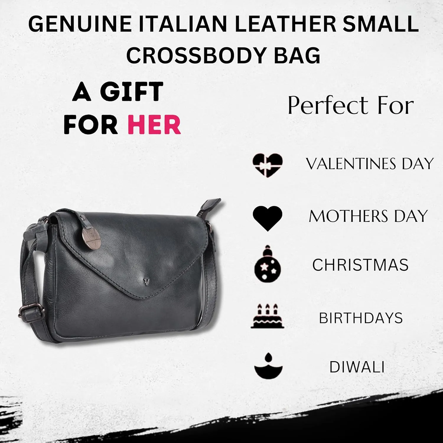 Genuine Italian Leather Small Crossbody Sling Bag RFID Protected Trendy Casual Office with Adjustable Strap
