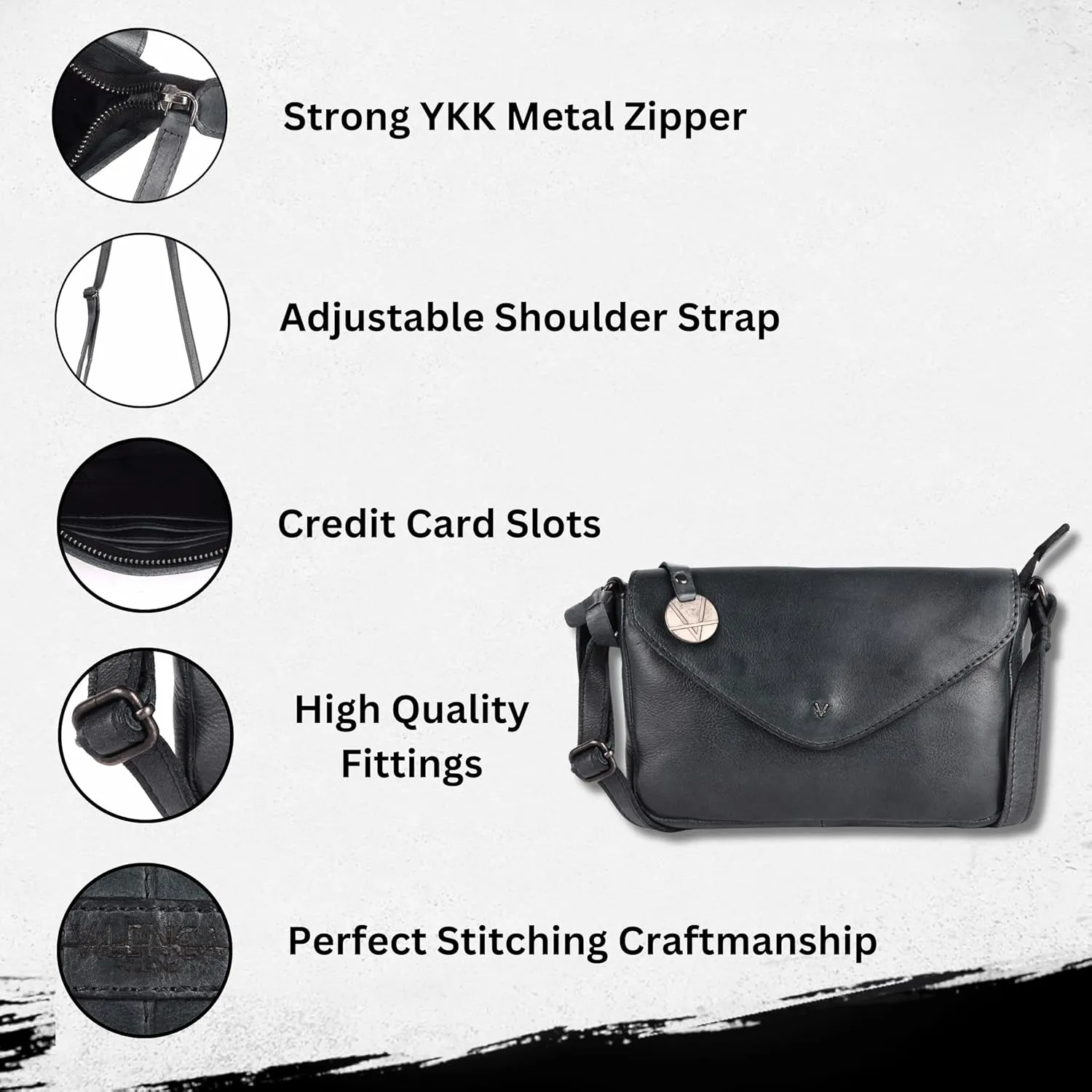 Genuine Italian Leather Small Crossbody Sling Bag RFID Protected Trendy Casual Office with Adjustable Strap