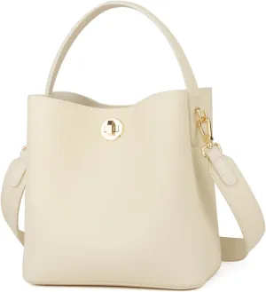 Genuine Leather Bucket Tote Bag for Women, Small Crossbody Bag and Trendy Shoulder Bag with Adustable Strap