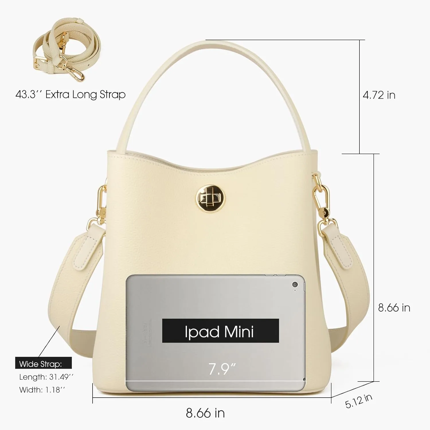 Genuine Leather Bucket Tote Bag for Women, Small Crossbody Bag and Trendy Shoulder Bag with Adustable Strap