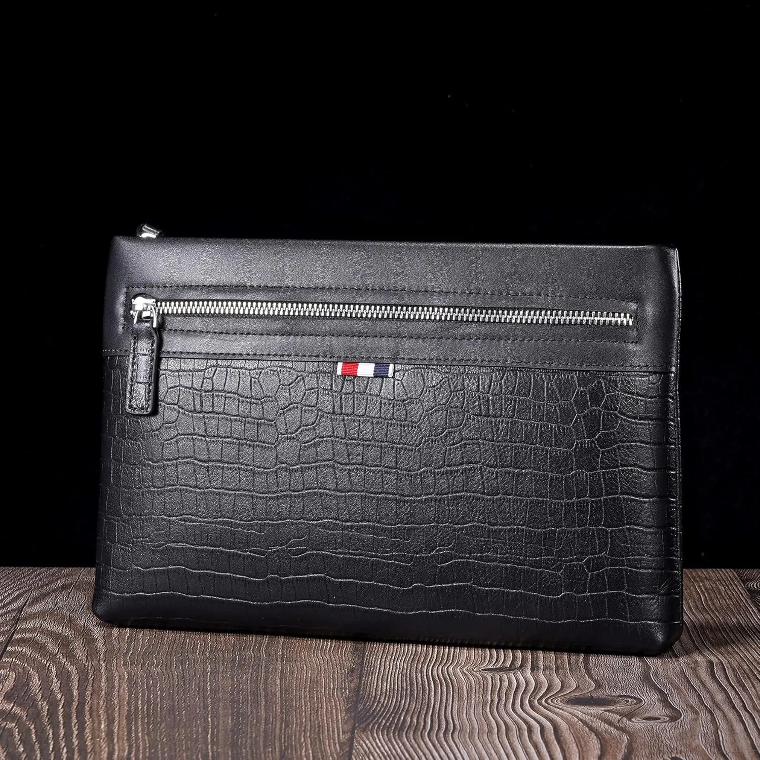 Genuine Leather Clutch Bag for Men Handbag Wrist Bag Business Large Purse Envelope Bag