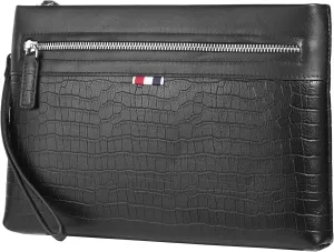 Genuine Leather Clutch Bag for Men Handbag Wrist Bag Business Large Purse Envelope Bag