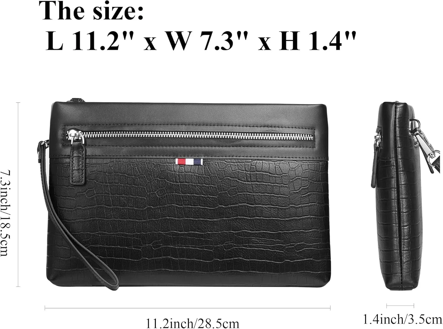 Genuine Leather Clutch Bag for Men Handbag Wrist Bag Business Large Purse Envelope Bag