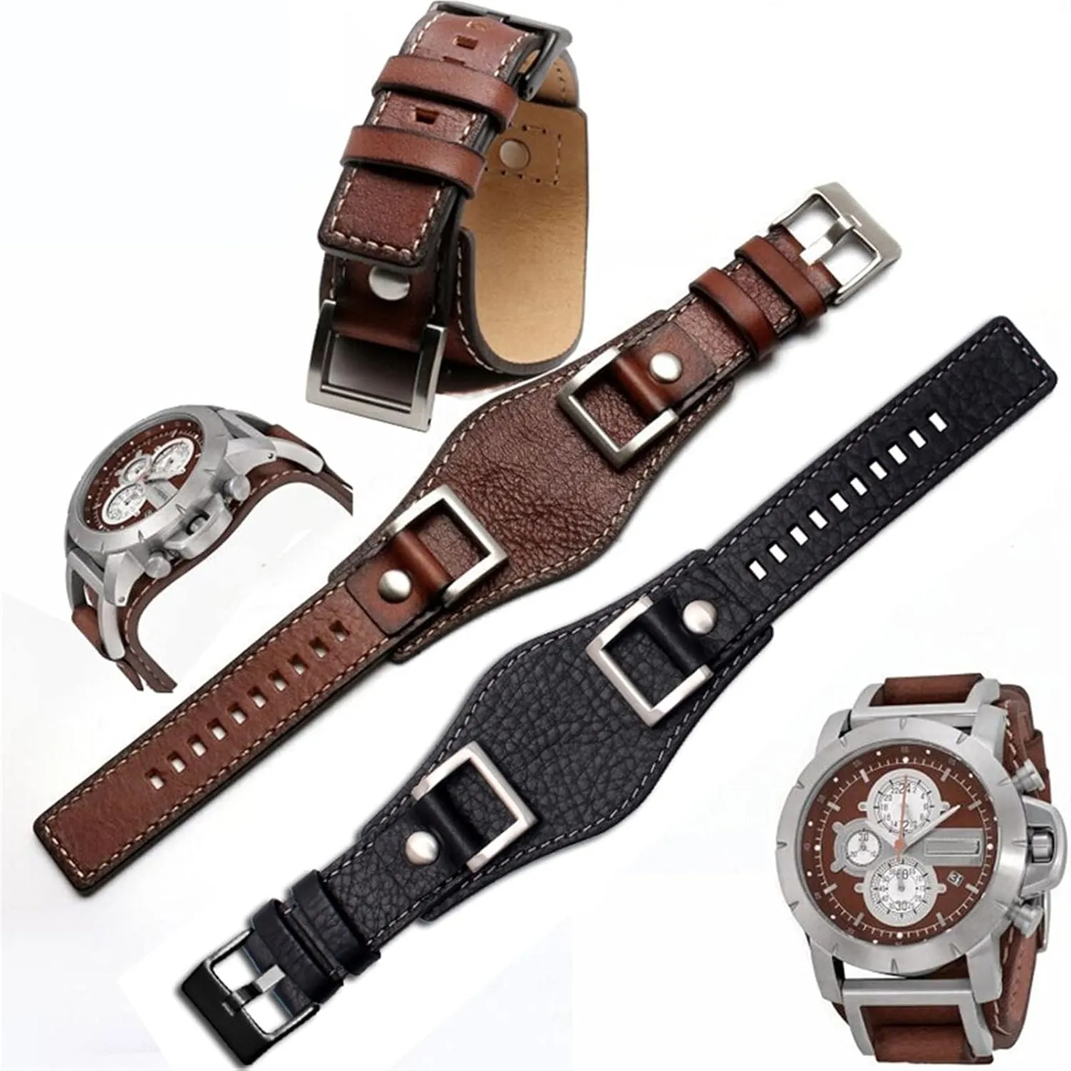 Genuine Leather for Fossil JR1157 Watch Band Accessories Vintage Style Strap with Stainless Steel Joint 24mm Watchbands