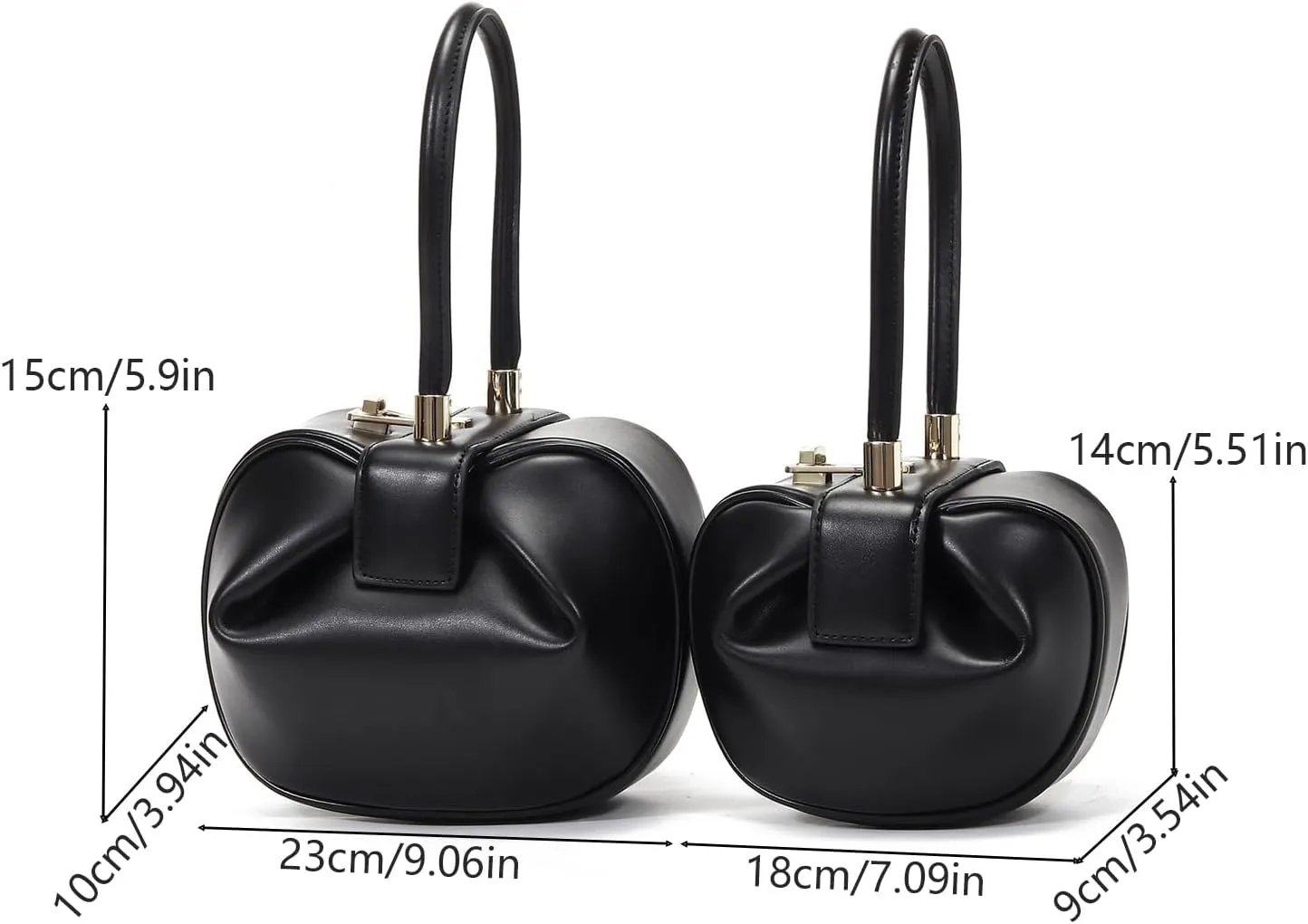 Genuine Leather Handbag, Dumplings Wonton Shoulder Bag, Retro Hobo Wristlet Bag, Women’s Evening Bag with Buckle Lock