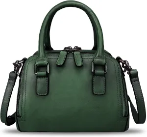 Genuine Leather Handbags for Women Vintage Handmade Top-Handle Handbag Purse Shoulder Bag Cowhide Satchel Bags