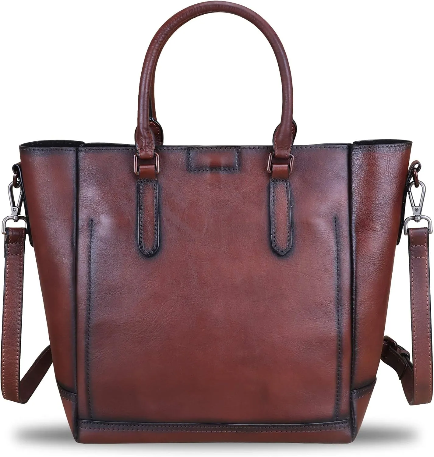 Genuine Leather Handbags for Women Vintage Handmade Tote Purse Cowhide Shoulder Bag Satchel Top-Handle Bags for Ladies