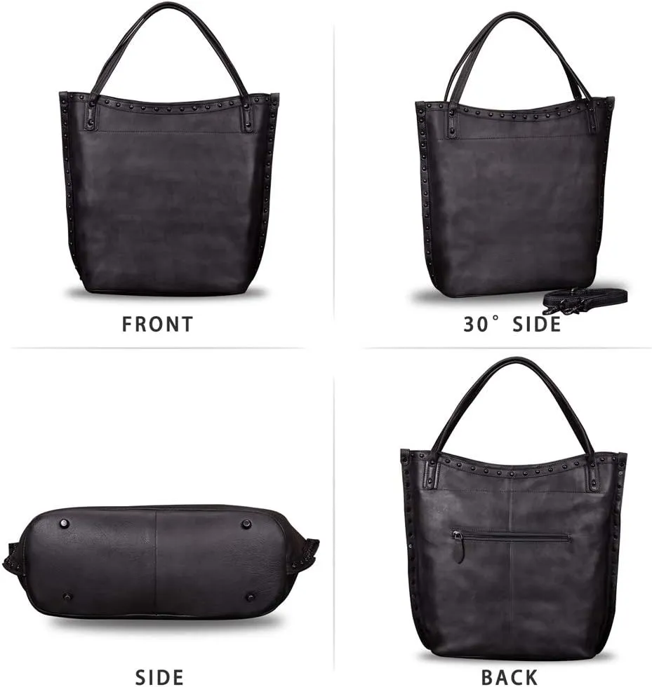 Genuine Leather Large Shoulder Bag Tote Bag for Women Vintage Real Leather Purses and Handbags Satchel Crossbody Bag