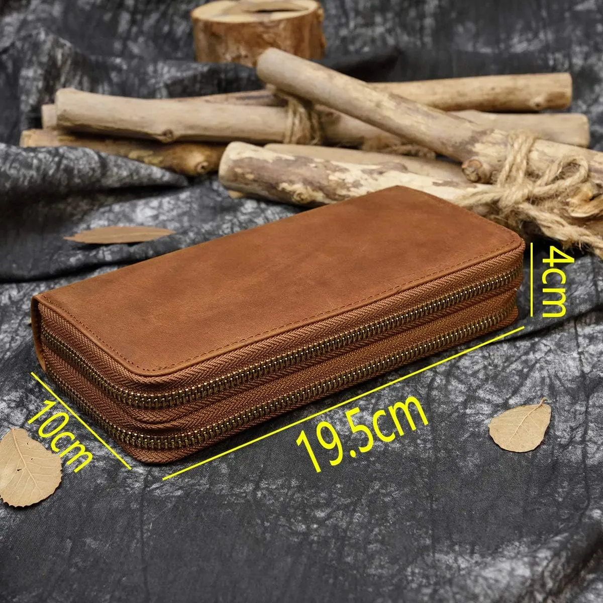 Genuine Leather Long Wallet for Men, Large Capacity Purse Clutch Bag Handbag Checkbook Cash Credit Cards Phone Holder