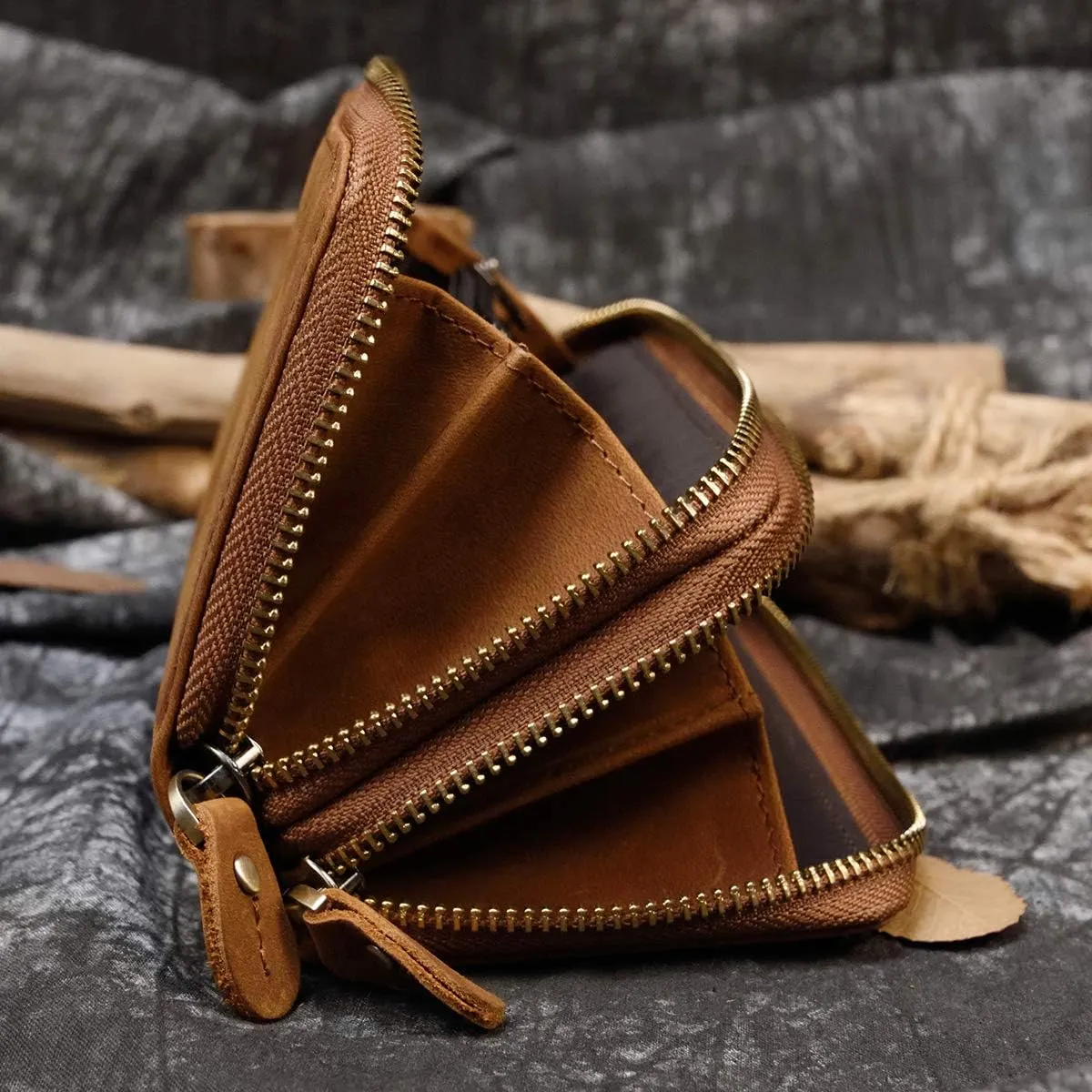 Genuine Leather Long Wallet for Men, Large Capacity Purse Clutch Bag Handbag Checkbook Cash Credit Cards Phone Holder