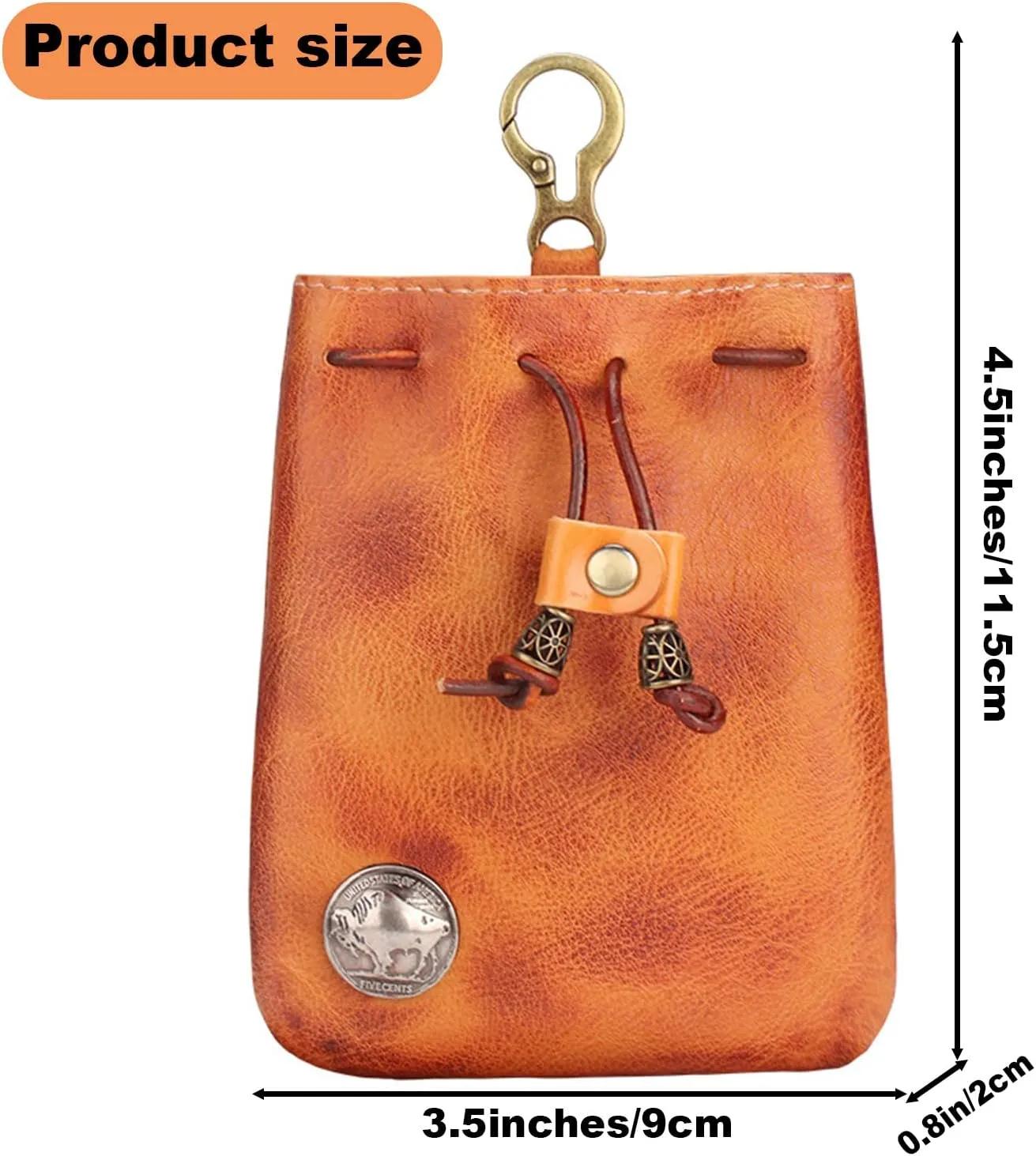 Genuine Leather Medieval Coin Purse Waist Bag, Coin Organizer, Change Holder, Small Leather Drawstring Pouch for Men & Women (coffee)