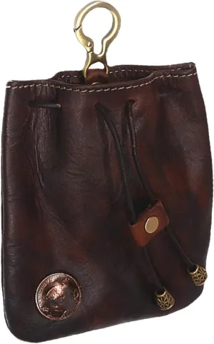 Genuine Leather Medieval Coin Purse Waist Bag, Coin Organizer, Change Holder, Small Leather Drawstring Pouch for Men & Women (coffee)