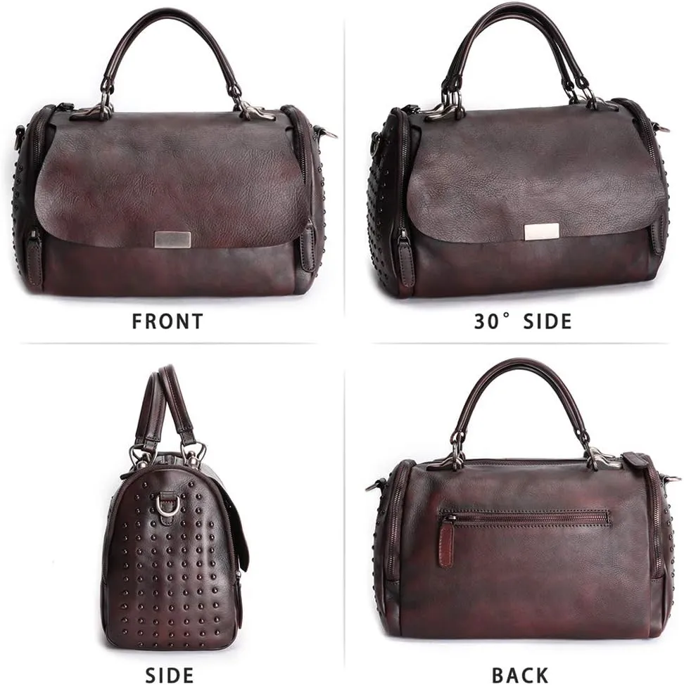 Genuine Leather Purses and Handbags for Women Vintage Handmade Leather Top Handle Shoulder Bag Crossbody Satchel Purse