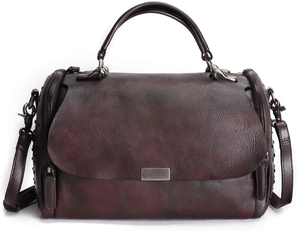 Genuine Leather Purses and Handbags for Women Vintage Handmade Leather Top Handle Shoulder Bag Crossbody Satchel Purse