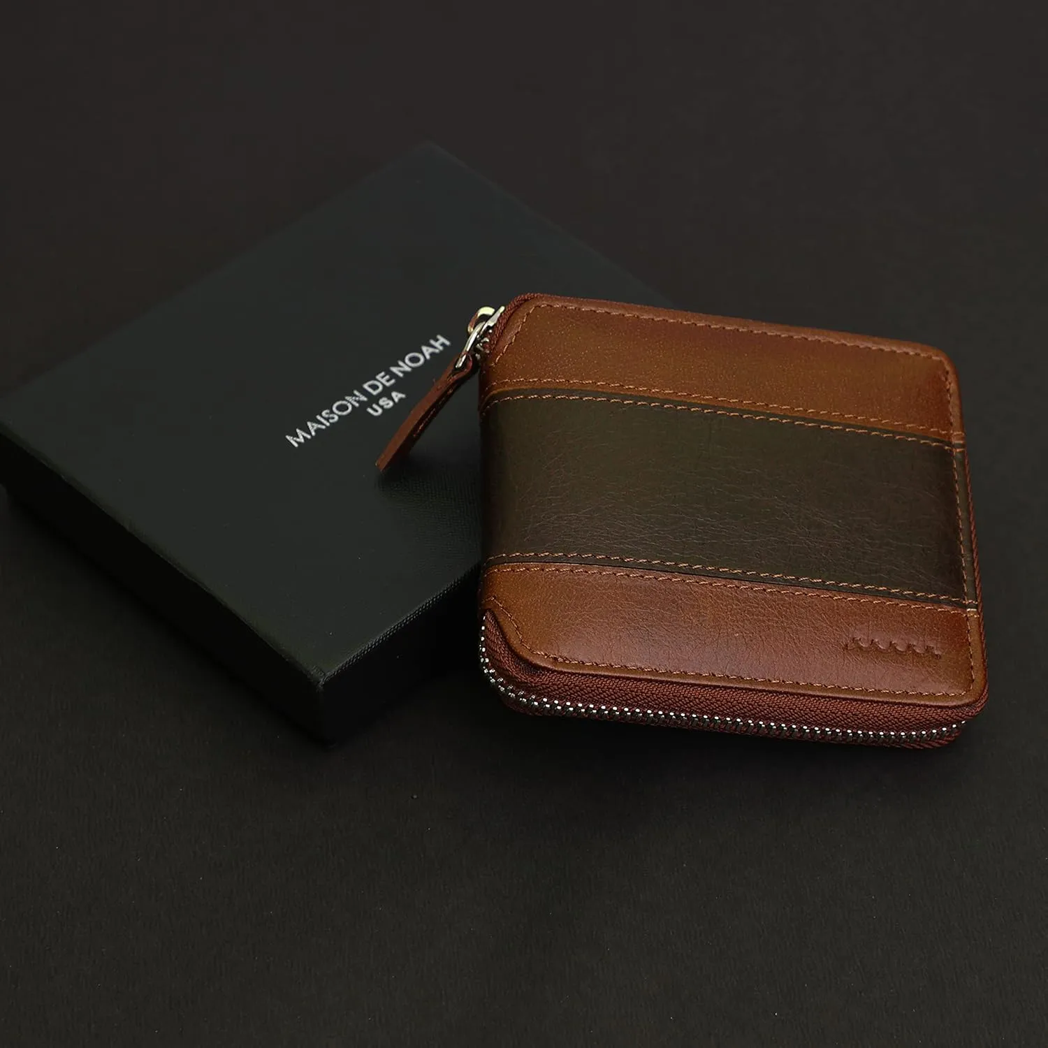 Genuine Leather RFID Trifold/Zipper Around Wallet for Men Horizontal/Vertical Zippered Wallet and Card Holder | Ideal Gift for Men and Women