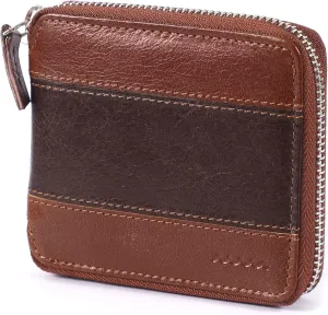 Genuine Leather RFID Trifold/Zipper Around Wallet for Men Horizontal/Vertical Zippered Wallet and Card Holder | Ideal Gift for Men and Women