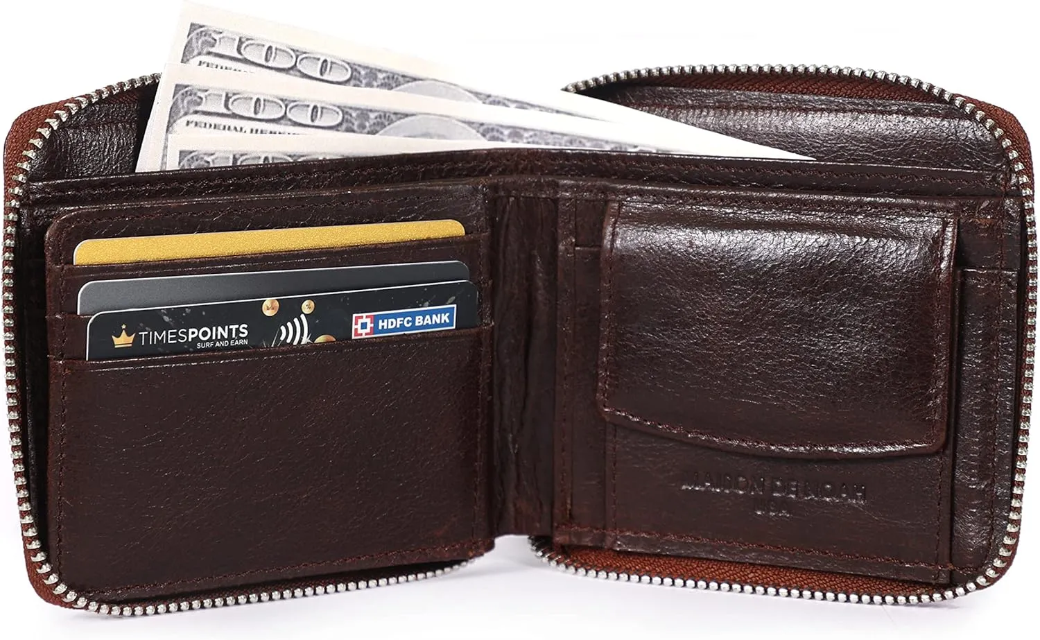 Genuine Leather RFID Trifold/Zipper Around Wallet for Men Horizontal/Vertical Zippered Wallet and Card Holder | Ideal Gift for Men and Women
