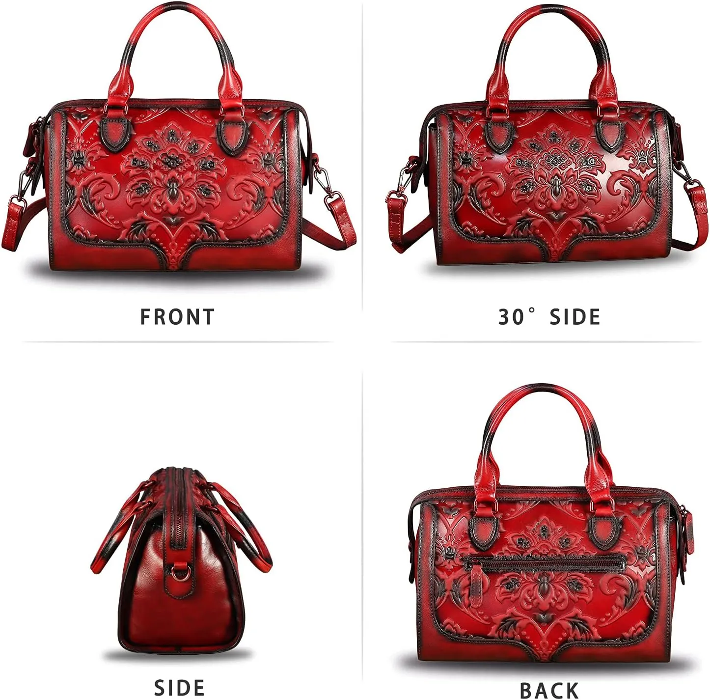 Genuine Leather Top Handle Handbag for Women Handmade Vintage Satchel Retro Cowhide Crossbody Handbags Purse Hobo Bags