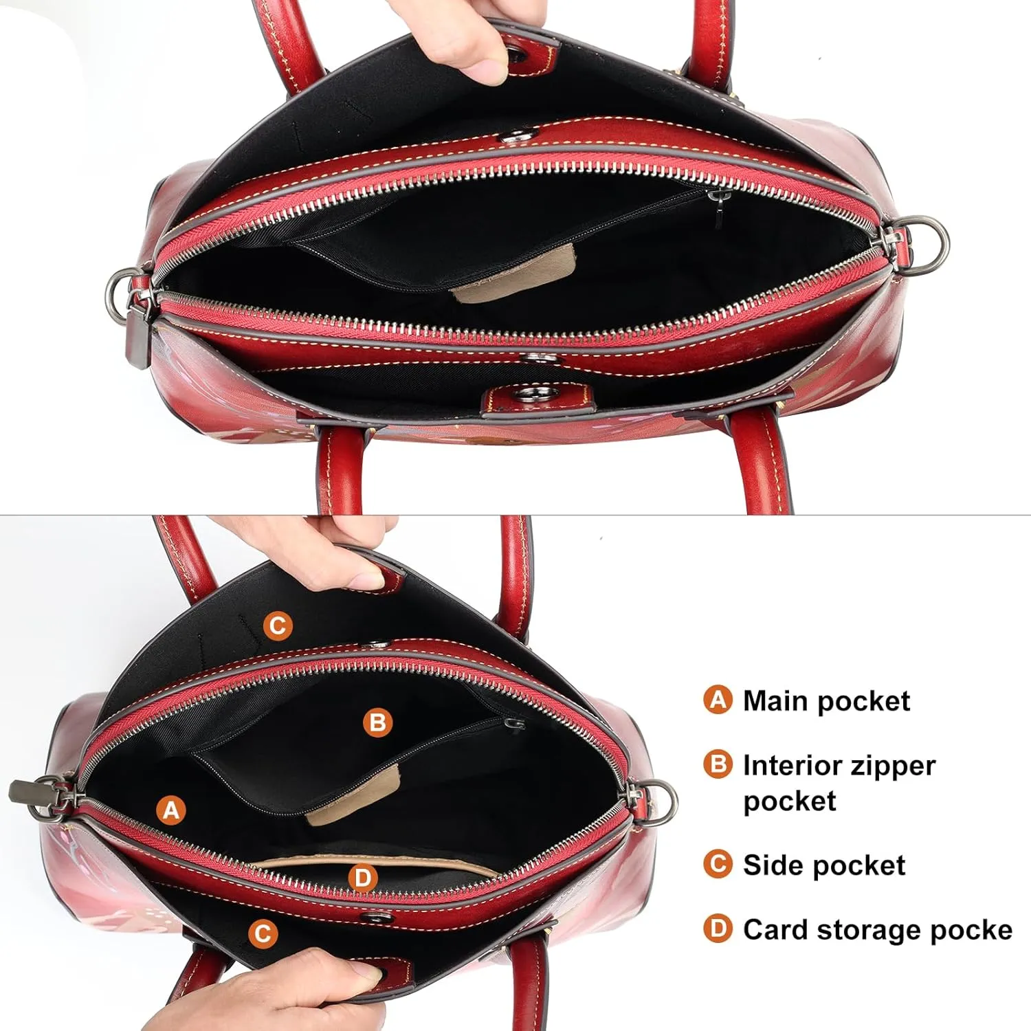 Genuine Leather Top Handle Satchel Handbag Crossbody Bag for Women