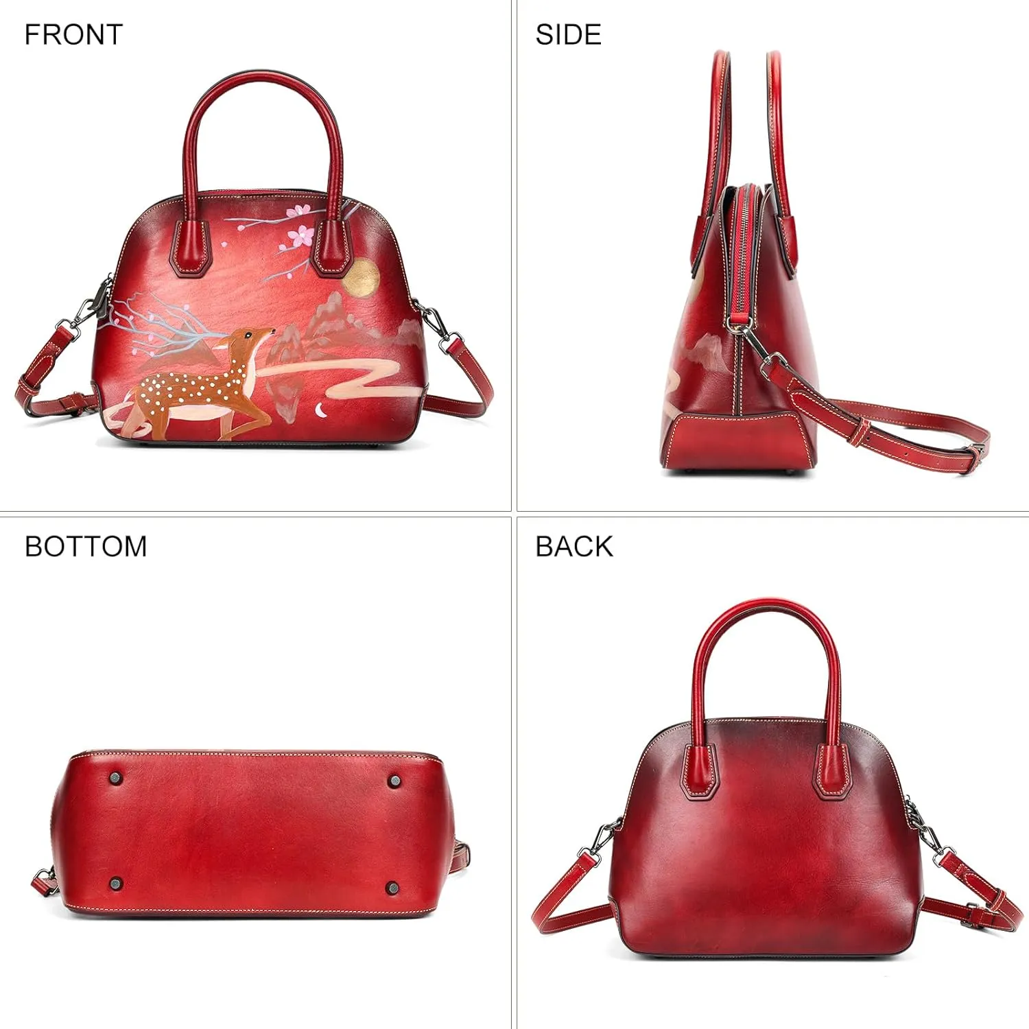 Genuine Leather Top Handle Satchel Handbag Crossbody Bag for Women