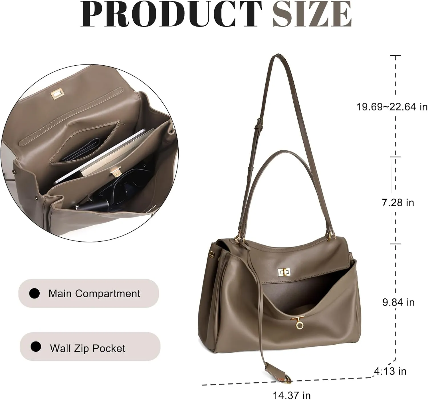 Genuine Leather Tote Bag for Women: Large Shoulder Handbag - Ladies Satchel Purse for Travel Work