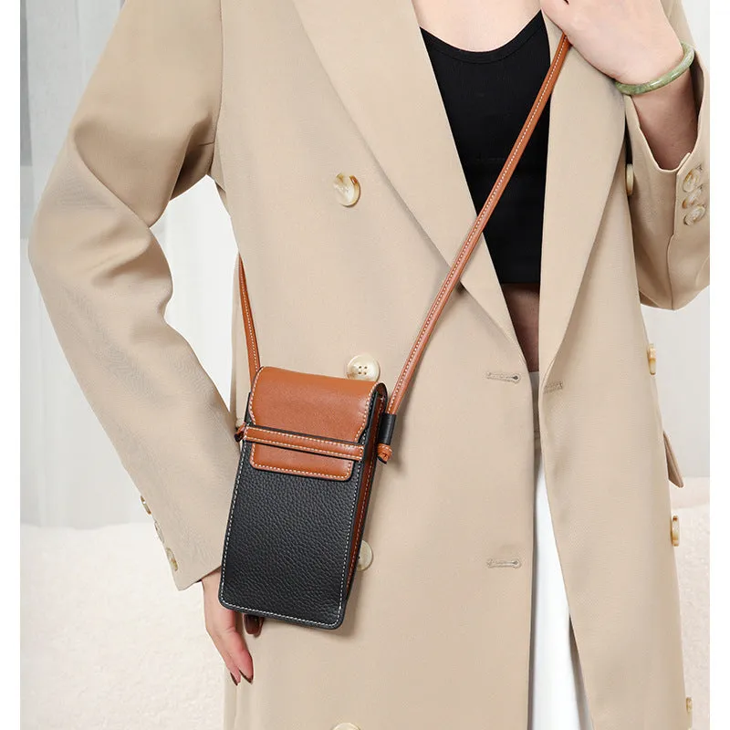 Genuine Leather Vertical First Layer Cattlehide Phone Bags