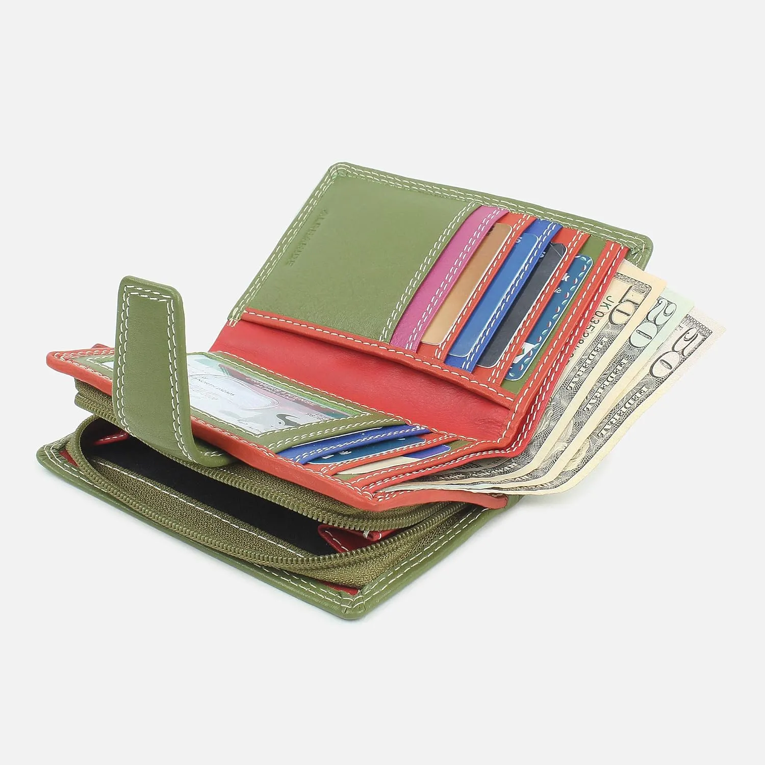 Genuine Leather Wallet for Women - RFID Blocking Ladies Wallet - Multi Coloured Purse (LW108)