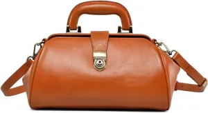 Genuine leather women's bag retro doctor's bag handmade foreskin layer cowhide Shoulder bag buckle type women's bag