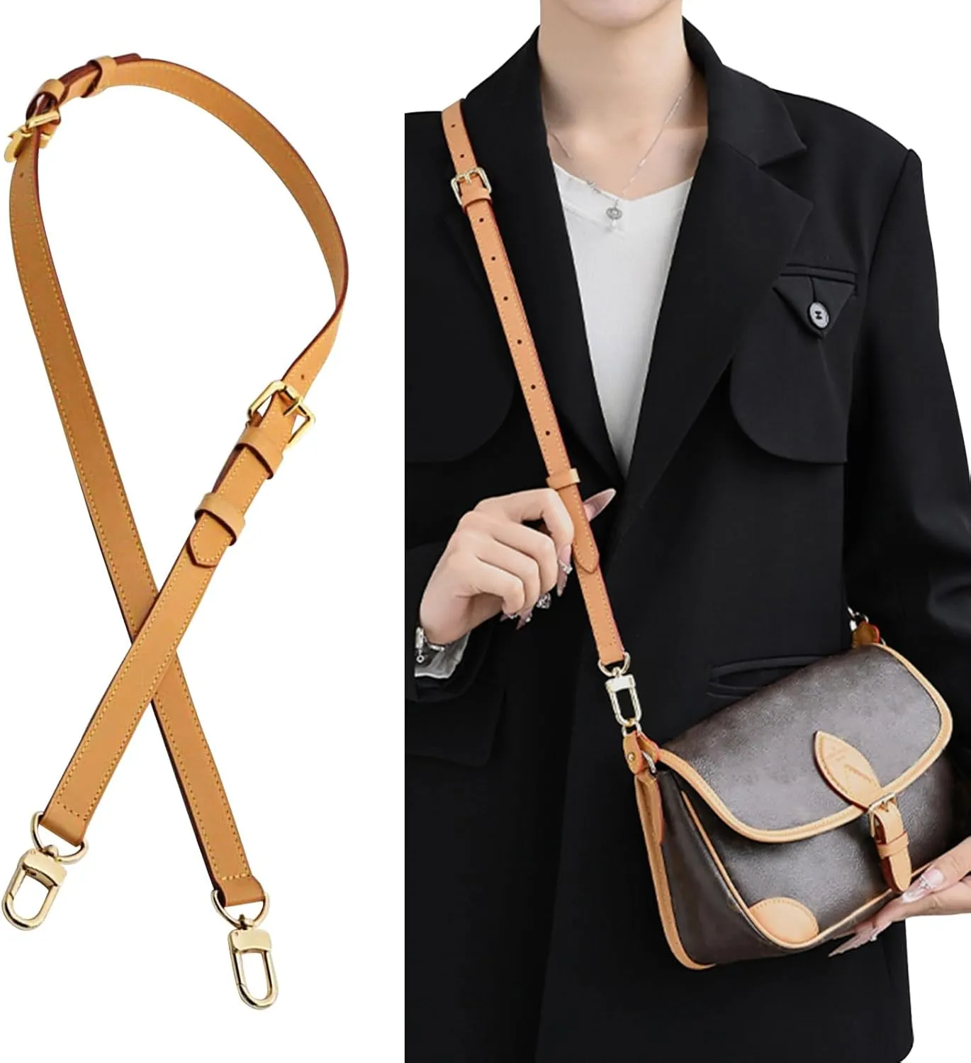 Genuine Vachetta Leather Shoulder Bag Strap Replacement for Handbag or Purse