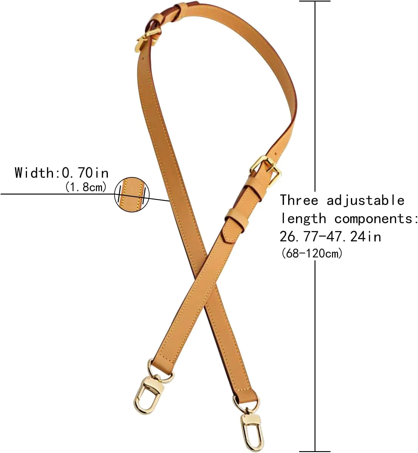 Genuine Vachetta Leather Shoulder Bag Strap Replacement for Handbag or Purse