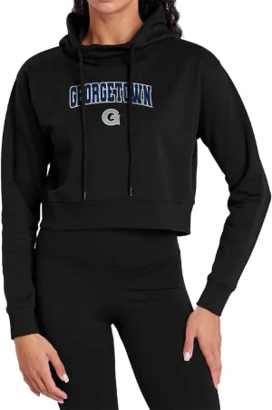 Georgetown University Arch Logo Black Women's Cropped Hoodie Pullover Sweatshirt