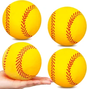 Gerrii 4 Pcs Softball Pillow Sports Pillow 4.8 Inch Fluffy Plush Stuffed Throw Pillow Softball Gifts Sport Theme Cushion Softball Plush Stuffed Pillow Gift for Decoration Orange, Red