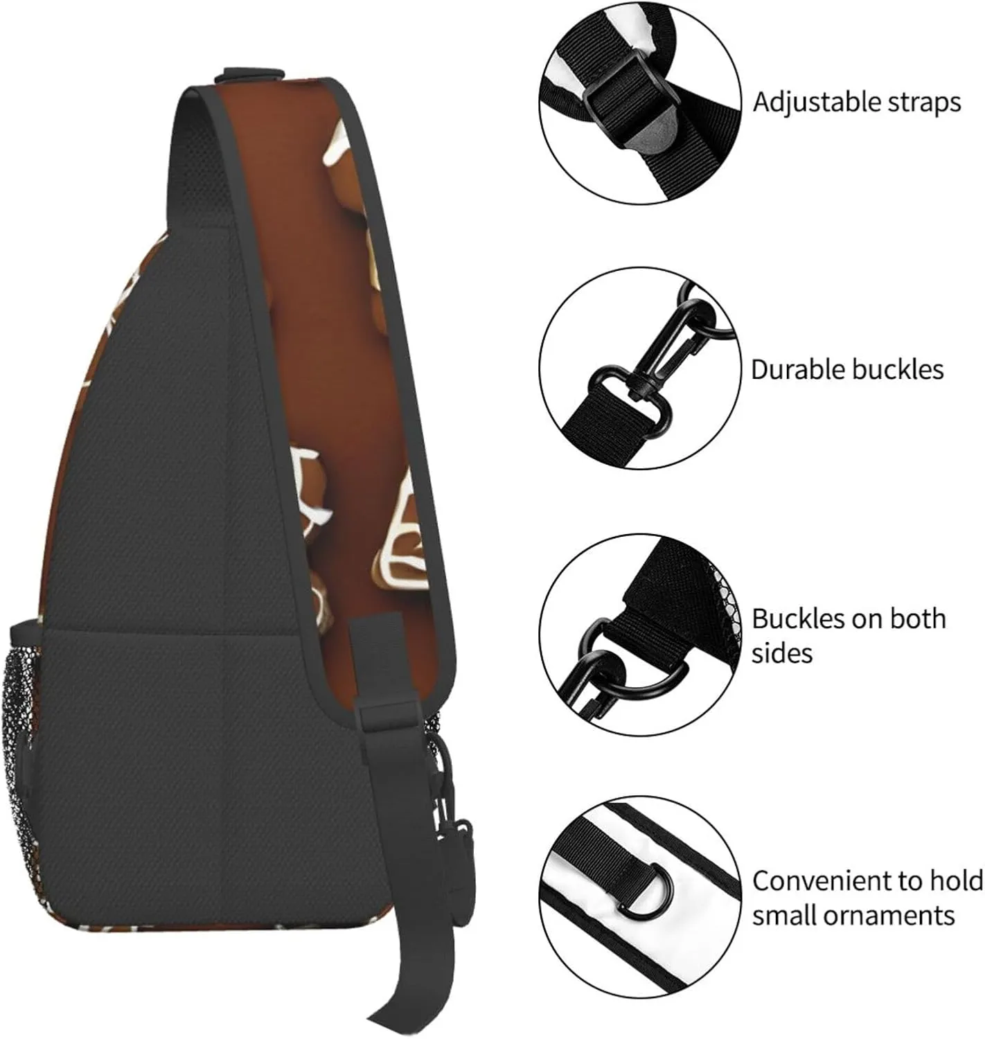 Gingerbread Cookies High Storage Capacity Chest Bag Diagonally Sling Backpack Crossbody Shoulder Bag For Men Women