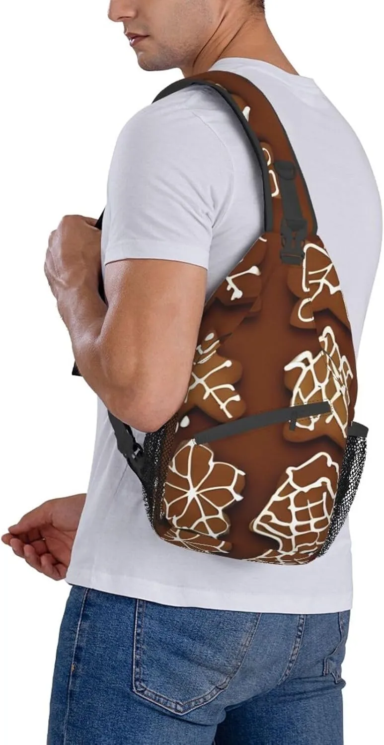 Gingerbread Cookies High Storage Capacity Chest Bag Diagonally Sling Backpack Crossbody Shoulder Bag For Men Women