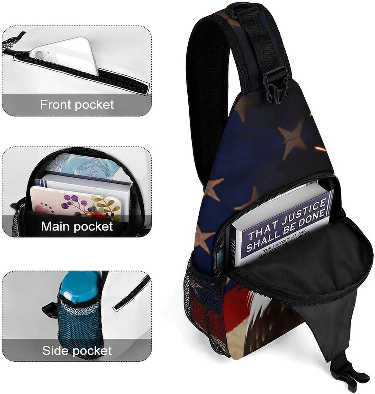 Glitter Rainbow Polka Dot Crossbody Sling Bag, Travel Backpack, Hiking Sling Bags, Chest Bag, Shoulder Bags, Daypack