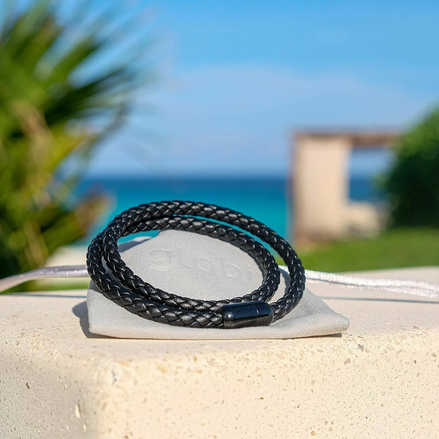 globi Leather Bracelet For Men | Genuine Wrap Braided Leather Cuff Bangle Bracelet with Magnetic Stainless Steel Clasp For Men/Women