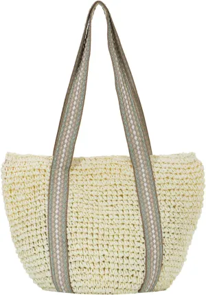 GOKTOW Straw Beach Tote Bag for Women,Raffia Woven Shoulder Handbags for Summer Vacation 2025