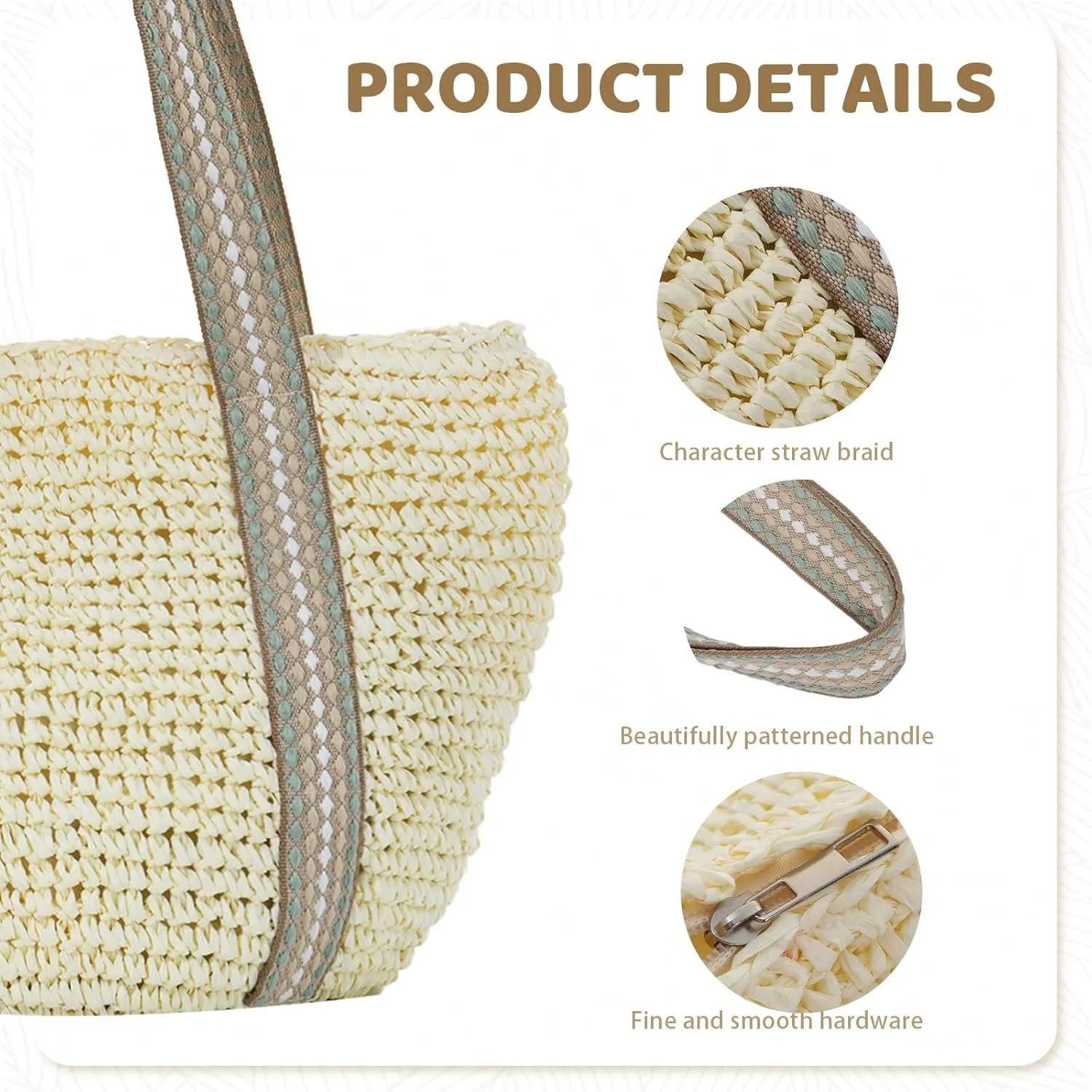 GOKTOW Straw Beach Tote Bag for Women,Raffia Woven Shoulder Handbags for Summer Vacation 2025
