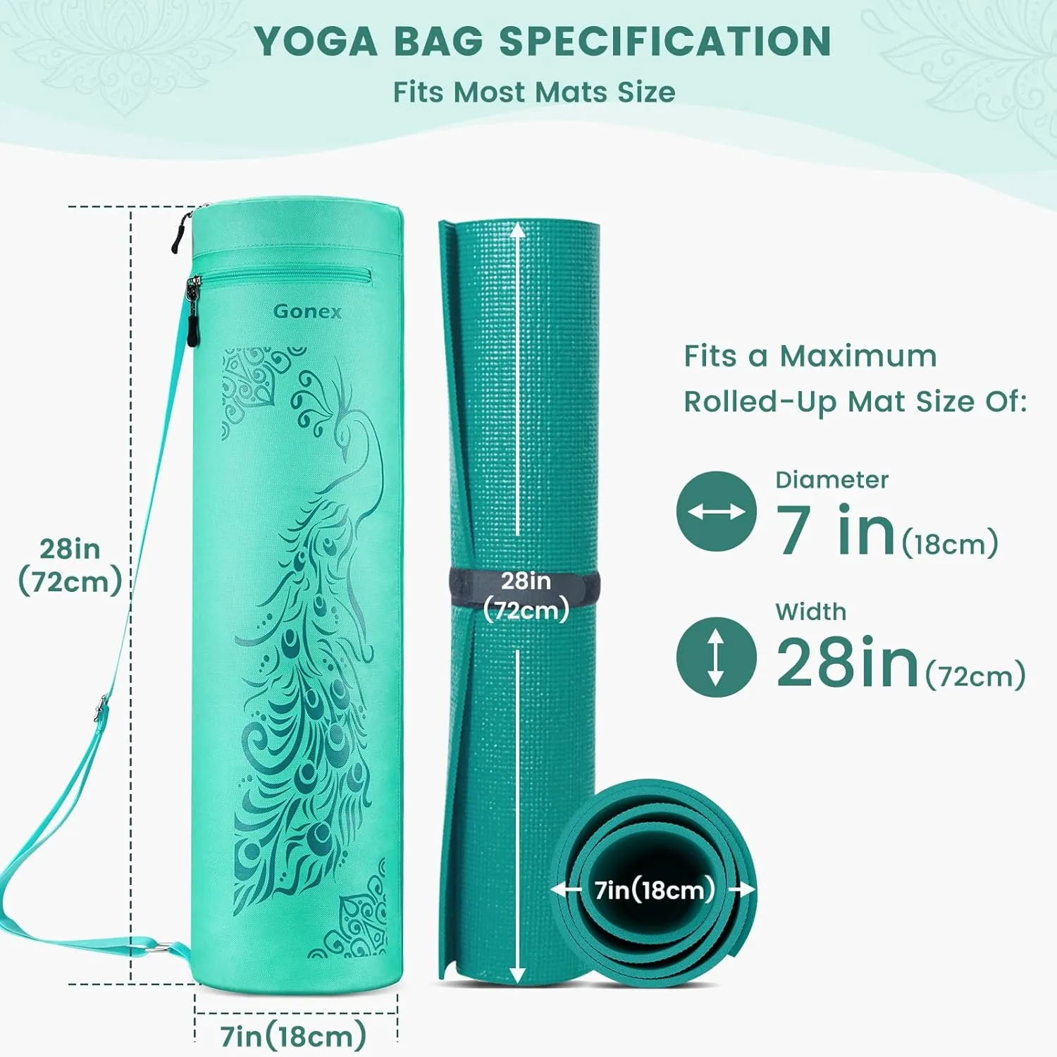 Gonex Yoga Mat Bag, Yoga Mat Carrier Full-Zip Exercise Yoga Mat Carry Bag for Women Men with 2 Multi-Functional Storage Cargo Pockets Extra Wide Adjustable Shoulder Strap
