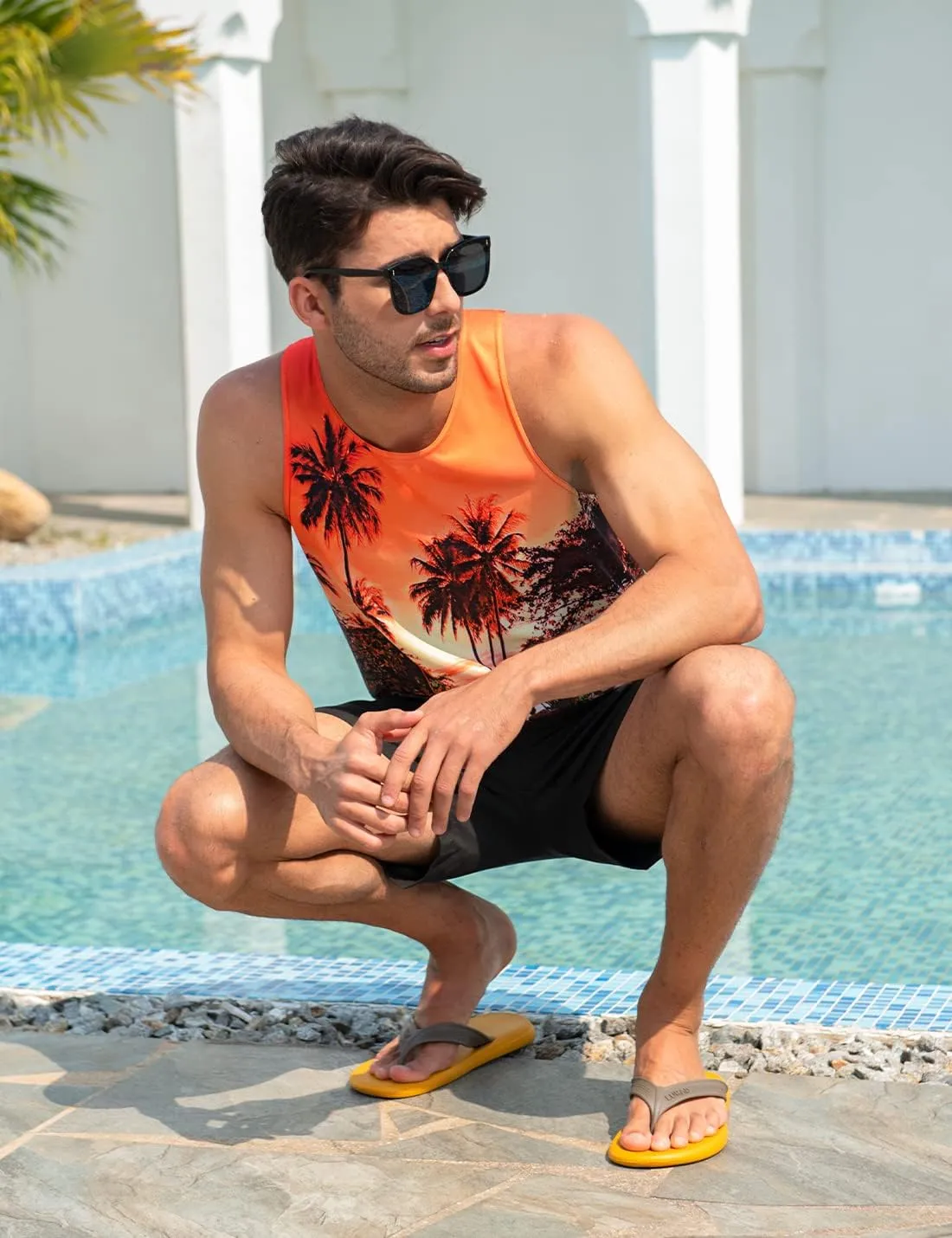 Goodstoworld Mens 3D Tank Top Novelty Graphic Breathable Quick Dry Sleeveless Beach Shirt S-4XL